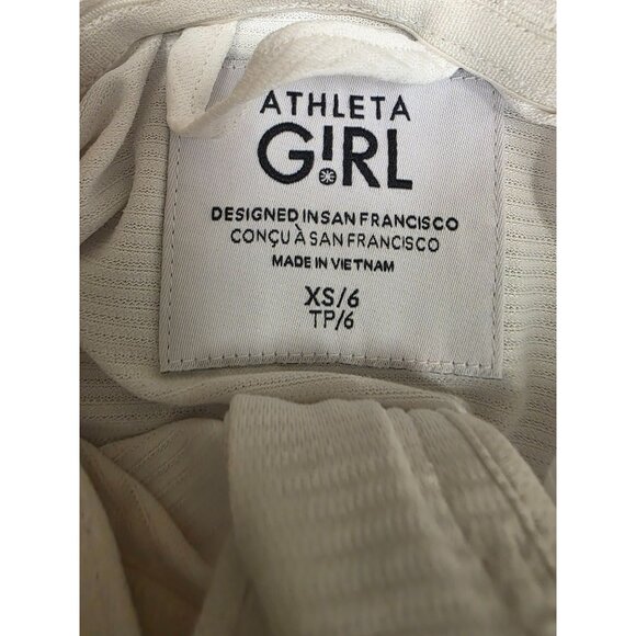 Athleta Girl XS/6 White Hooded Full Zip Jacket Lightweight Stretch Fabric Hoodie - Picture 2 of 9